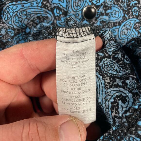 Roper Button Up Western Shirt Men's XL Blue Paisley AOP Long Sleeve Cowboy - Picture 8 of 10